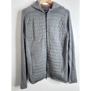 Icebreaker Zoneknit Merino Full Zip Hoodie Mens L Gray Quilted Insulated Jacket